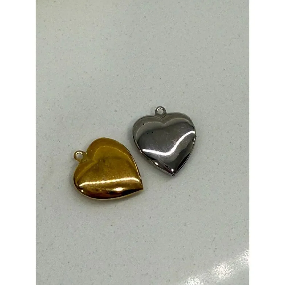 Vintage Heart Locket Charms Goldtone & Silvertone Set of 2